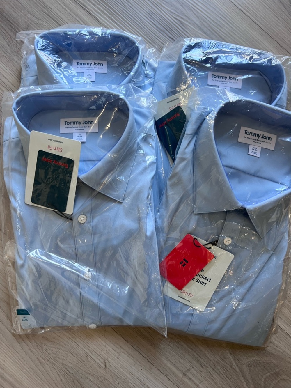 Tommy John Slim Fit Light Skyway Blue Dress Shirt NWT MSRP $60 sz 16 &17.5 - Picture 5 of 5